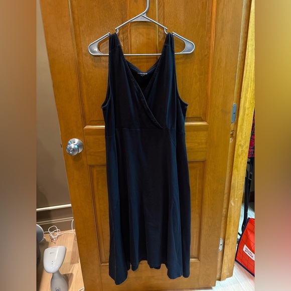 Eileen Fisher Womens Black Organic Cotton Stretch Jersey Surplice Dress Sz Large - Picture 3 of 10